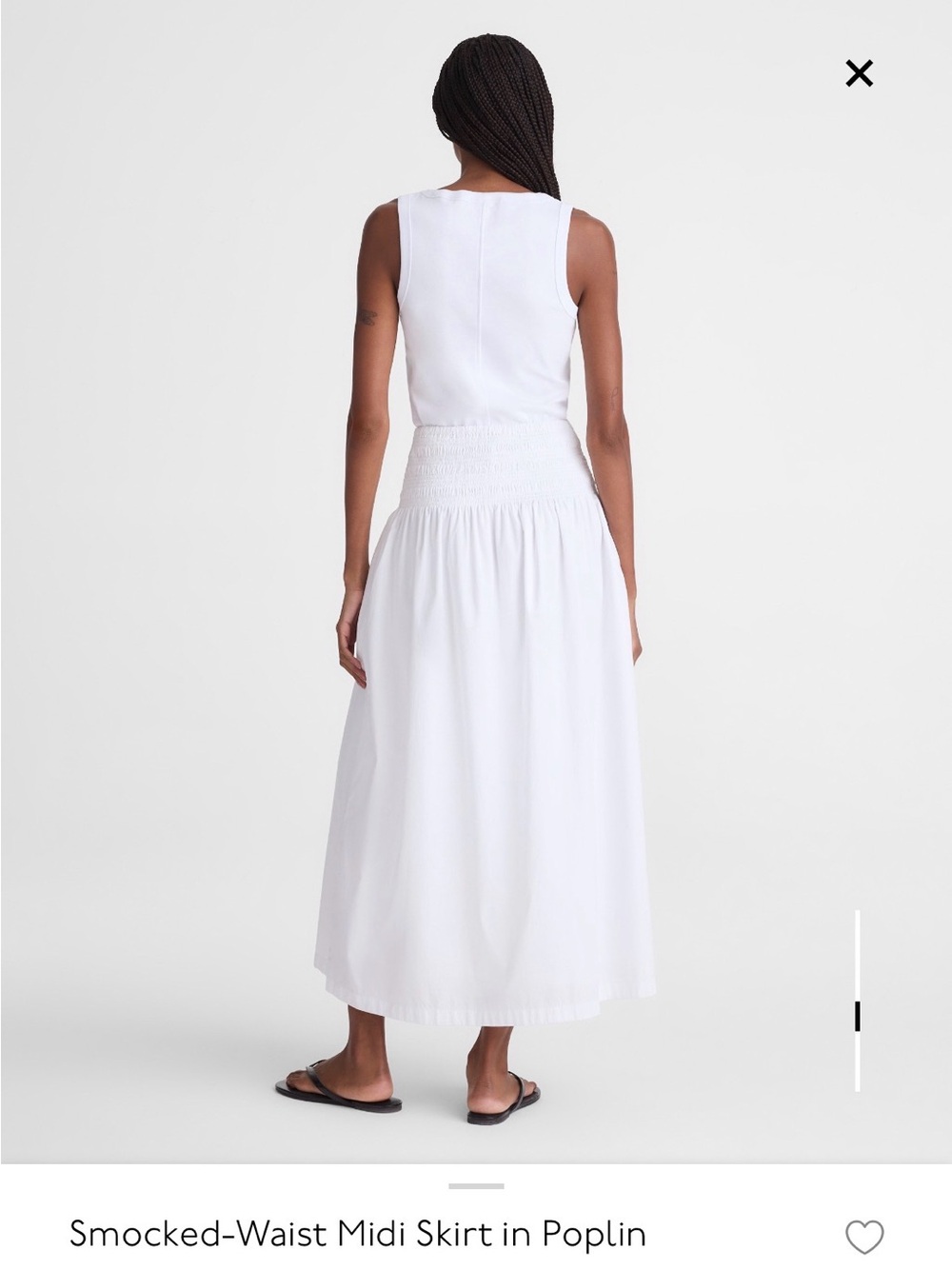 NWOT Madewell Smocked-Waist Poplin Midi Skirt, XXS - Picture 4 of 9